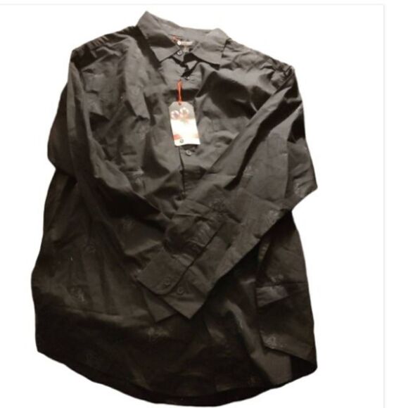 Haggar black button up Christmas shirt, nwt - Picture 3 of 6